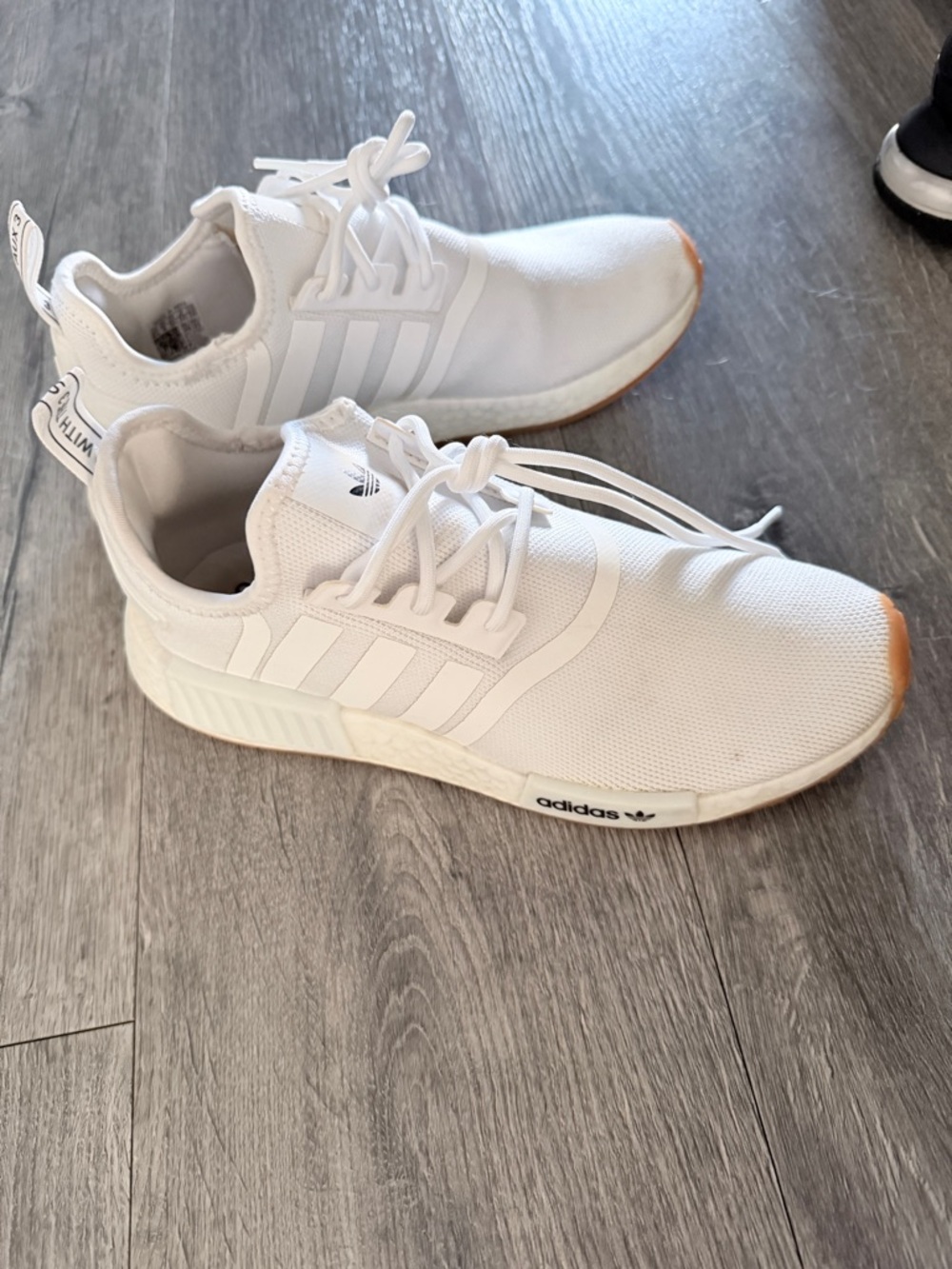 adidas White Knit Low-Top Sneakers with Gum Toe
